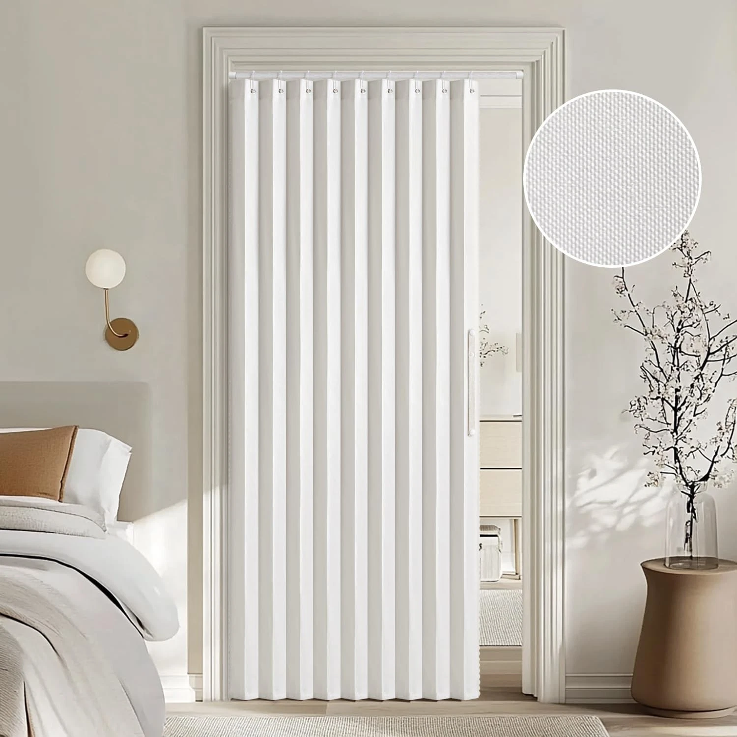 MIULEE Accordion Style Magnetic Folding Door 39"W x 78"L (Pack of 1), White