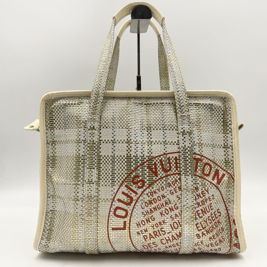 Louis Vuitton Brait Leather Street Shopper PM Tote in Gold Silver Pre-Owned