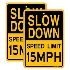 2 Pack 17 x 12 Inch Slow Down Speed Limit 15 MPH Sign,Reflective Aluminum,Road
