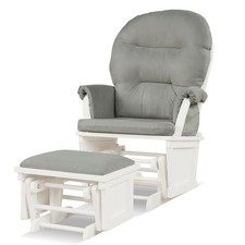 Wood Glider  Ottoman Cushion Set Baby Nursery Rocking Chair Light Grey