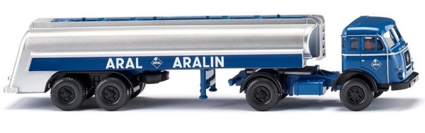 Wiking - 2-Achsiger Tankauflieger Henschel Aral 4X2 - 1/87 - WIK088247-image