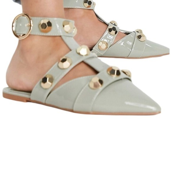 APL Asos sandalo donna verde con cinturino alla caviglia a punta taglia 9 W