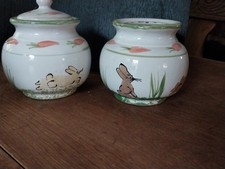 Mesa International Bunny Rabbit Carrot Ceramic Collectible Sugar Bowls-1 Lid