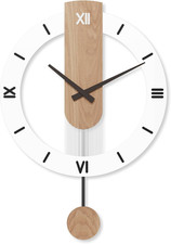Orologio Da Parete Moderno, Orologio Parete Silenzioso 15Db Con Pendolo in Legno