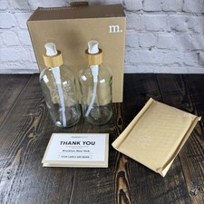 Clear Glass Soap Dispenser Set Kitchen - Tray Bamboo Dish and Hand Dispensers