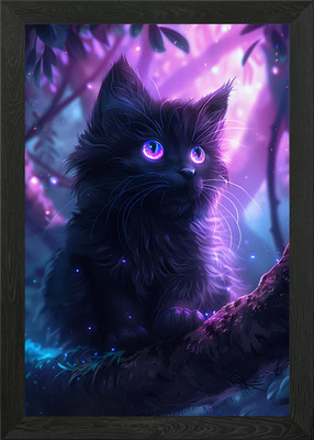 Niedliche lila Katze gerahmtes Wandbild Poster Leinwanddruck Bild