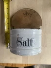 Vintage Enamel Wall Mount Kitchen Salt Box Container With Lid - Germany