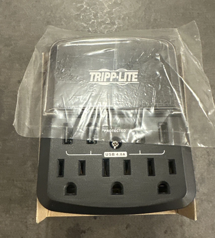 Tripp Lite SK34USBB Surge Protector 3 Outlets 4 USB Charging Ports Holds Phone - Image 3 of 3