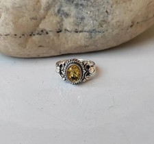 Citrine Gemstone Ring 925 Sterling Silver Statement Handmade All Ring Size R07
