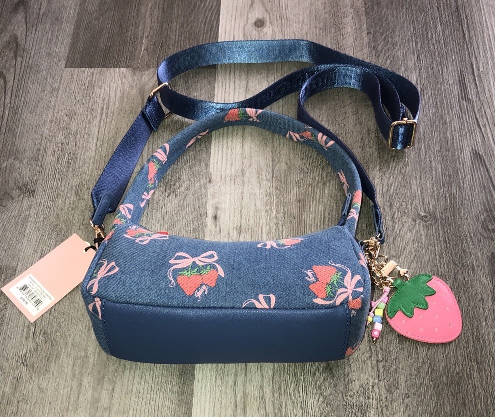 Juicy Couture Denim Multi Strawberry Festival Shoulder Bag + Strap