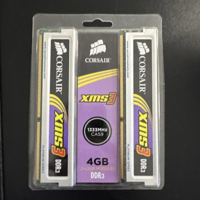 Corsair 4GB (2x PC3-10600 2 GB DIMM) 1333 MHz DDR3 SDRAM Memory (TW3X4G1333C9)