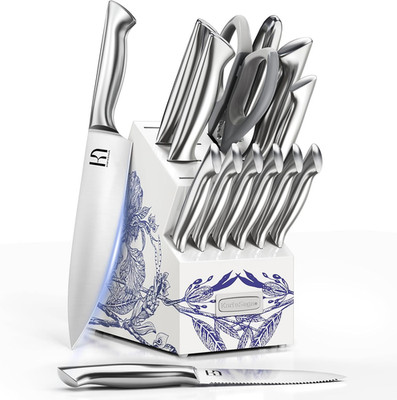 Knifesaga Kitchen Knife Set - Phantom Iris X5 Knife Block Set - Top-Tier Perform