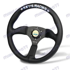 340mm KEY'S White Embroidery Leather Deep Dish Steering Wheel For OMP MOMO Rac