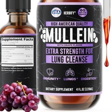 HERBIFY Mullein Drops - Lung Cleanse - Leaf Extract - Powerful Mullein for Immun