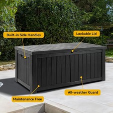X Large 430L Outdoor Storage Box – Dark Grey Waterproof Bench with Lockable Lid
