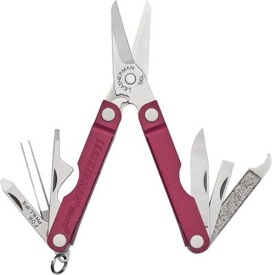 Leatherman 833040 Micra Stainless Steel Keyring Multi-Tool, 10 Tools, Cherry