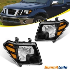 Pair Black Headlights Head Lamps Assembly For 2009-2021 Nissan Frontier