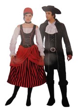 Womens Pirates Beauty Halloween Costume Dress with Vest Choker  Headpiece OSFM