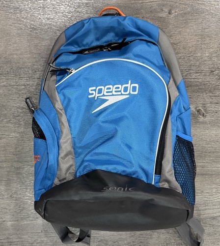 Speedo Sonic Blue Gray Backpack Sport Swimming Bag 25L