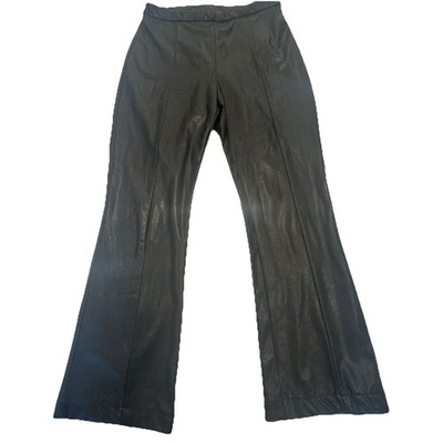 AMANDA UPRICHARD Black Elastic Waist High Rise Faux Leather Pants Women's Size M