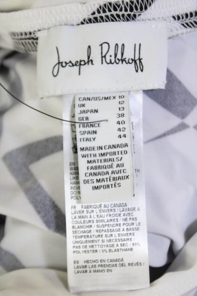 Pantalones elásticos Joseph Ribkoff para mujer estampado abstracto pierna ancha blancos talla 10 Foto 4 de 4