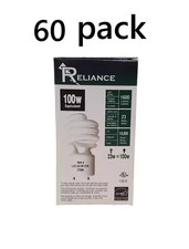 60 Pack of Reliance 23W GU24 CFL Spiral Light Bulbs 2700K 23W  100W Equivalent