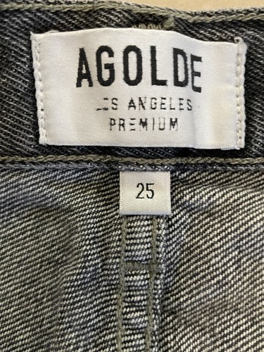 Agolde 90’s Jeans Fade Black Size 25 Button Fly High Rise - Picture 5 of 10