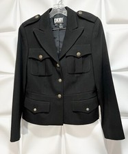 Dkny Donna Karan New York Womens Sz 6 Pure Wool Military Blazer S Jacket