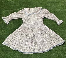 Vintage Floral And Lace Handmade Girls Dress Long Sleeve See Measurement