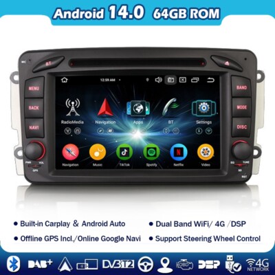Android 14 Autoradio GPS DAB+ DVD Mercedes CLK Klasse W203 W209 W463 Viano Vito