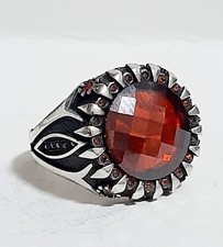 Mens 925 Silver Ring Emeralds Tourmaline Red Ruby Sterling Man Ring $