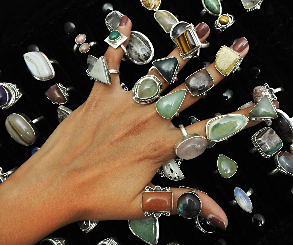 Chunky rings with online stones