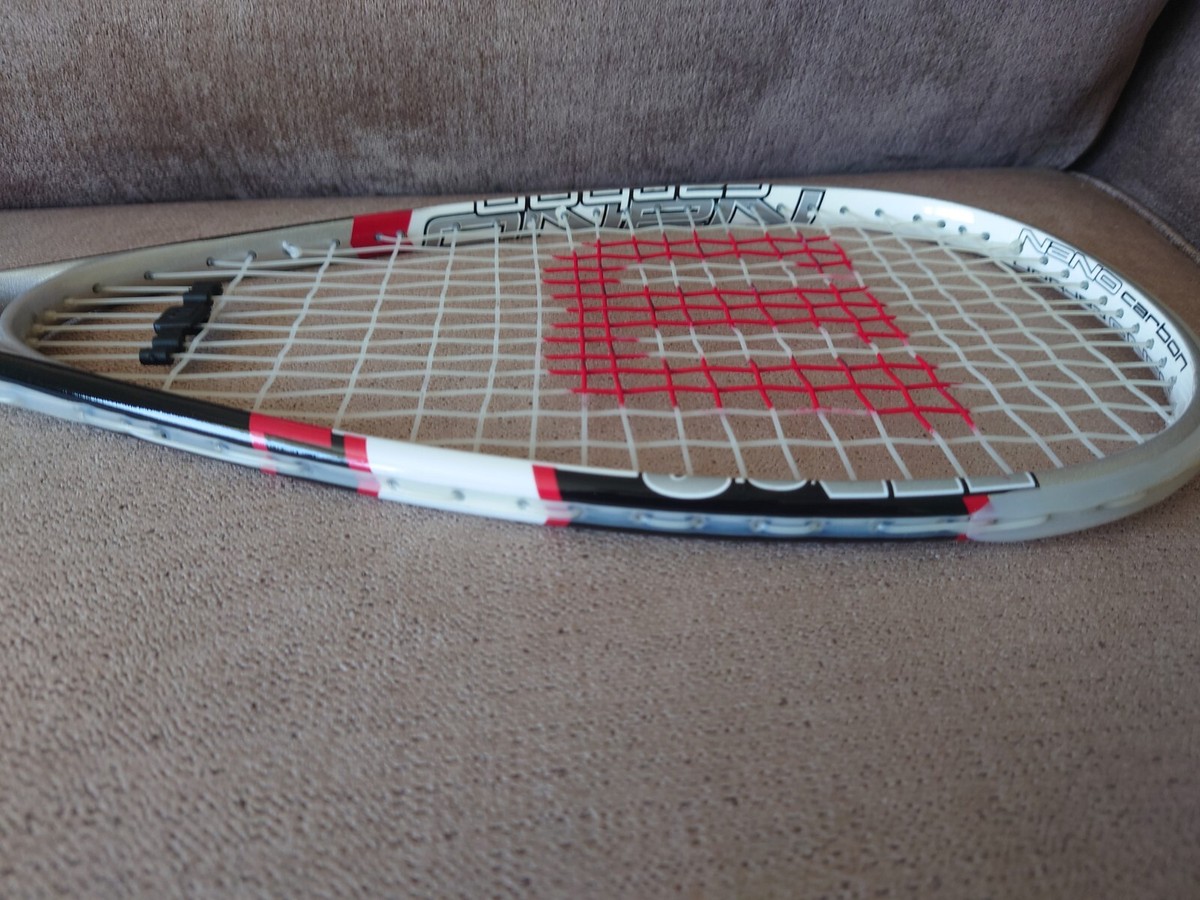 Raquette De Squash Wilson Nano Carbon Force – Rouge, Blanc, Bleu, Noir (Sans Housse) – En Très Bon état