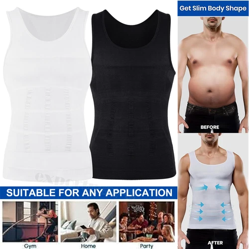 Herren Abnehmen Body Shaper Kompression Gynäkomastie T-Shirt Körperhaltungskorrektur Weste - Bild 1 von 23