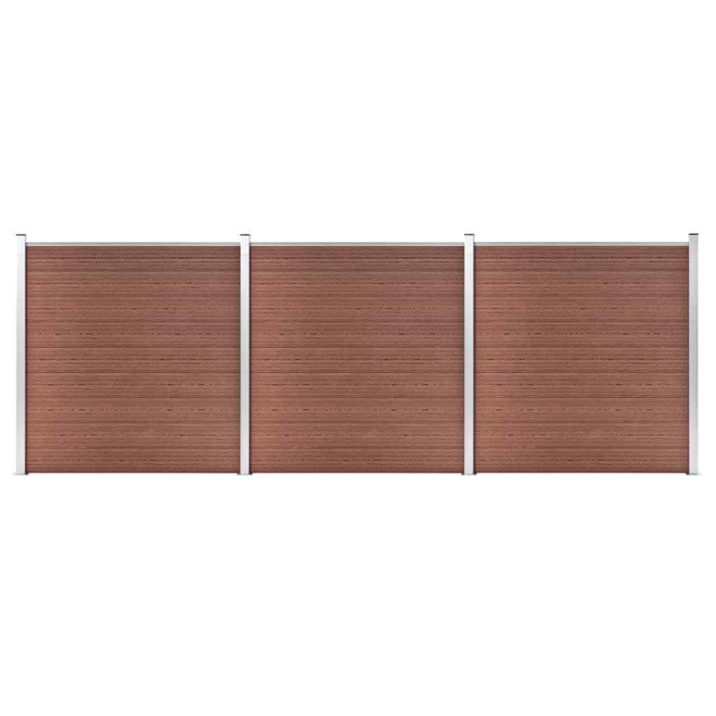 AX Recinzione 5.26x1.86m Marrone 4 Pali 7x7x185cm 27 Stecche 3 Barre WPC 3053208