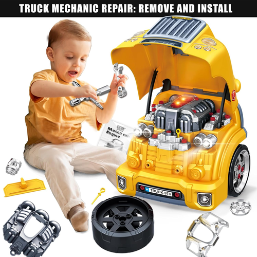 Large Truck Engine Toy for Kids 3-5, Take Apart Motor Vehicle Pretend Play Car w - Picture 2 of 6