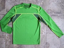 Patagonia Capilene Shirt Small Base Layer Men's Sport Green Yellow Stitched Mesh