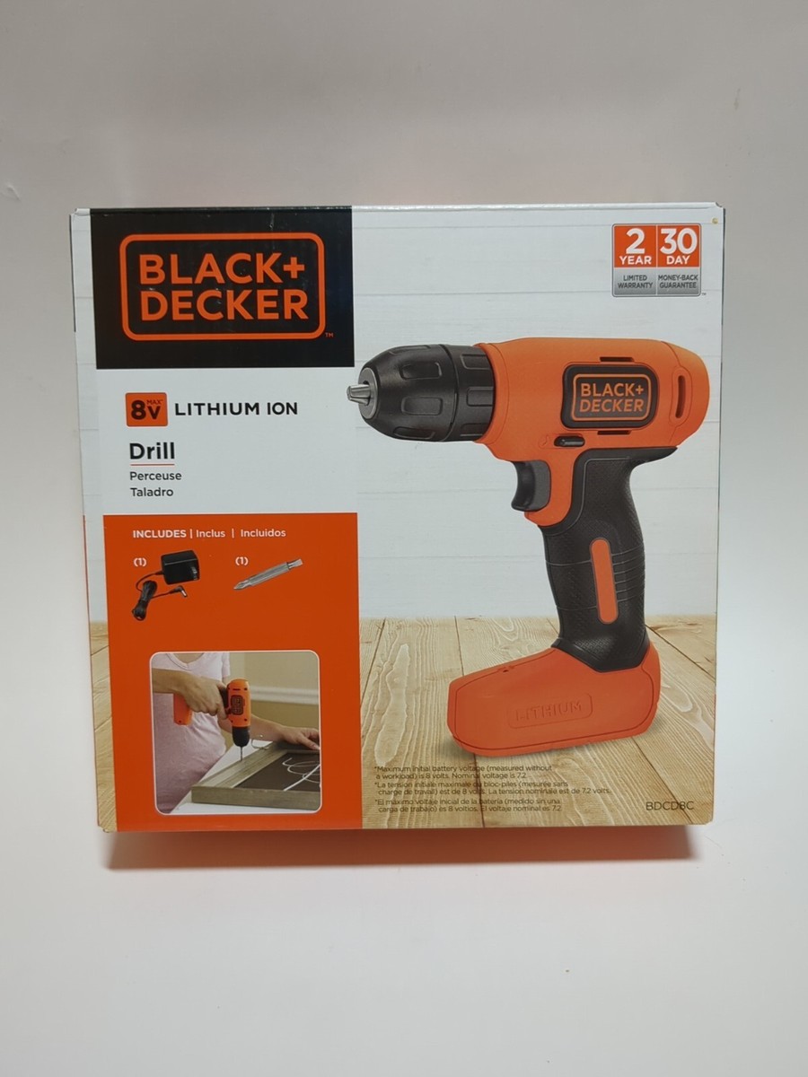 Black Decker 8V Max Lithium Ion Drill W/ Charger Driver Tip