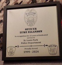 Custom Police Officer or K9 designed laser engraved retirement mirror plaque