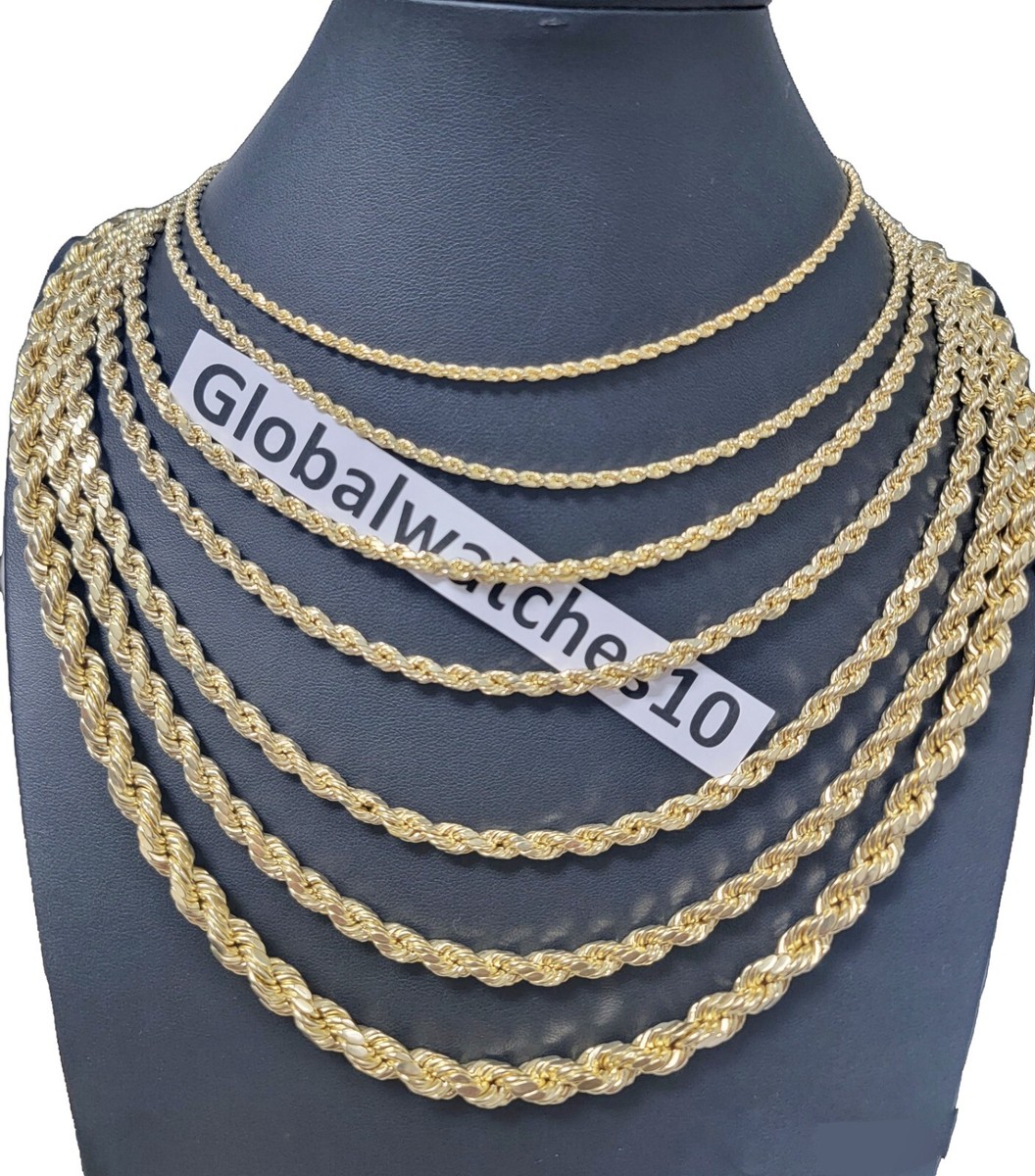Real 10k Gold Rope Chain Necklace 3mm-10mm 18