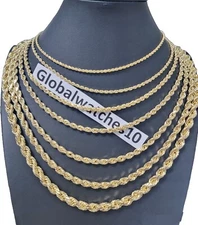 Real 10k Gold Rope Chain Necklace 3mm-10mm 18"-30" Inch Men Women Yellow Gold