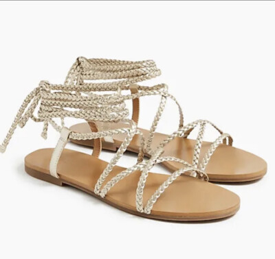 CREW Sandals Braided Lace Up Black BH869 Size