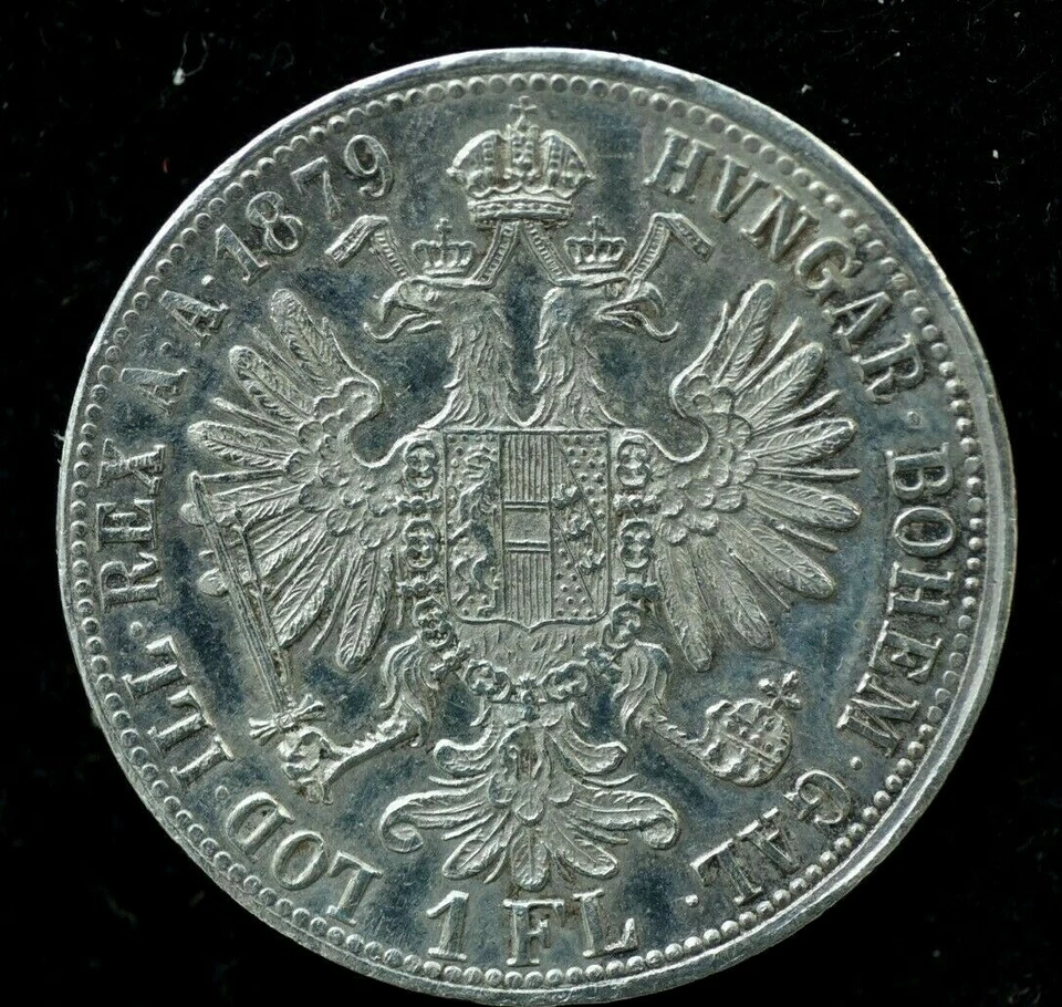 RARE 1879 AUSTRIA FRANZ JOSEPH 1 FLORIN - GREAT CONDITION COIN - Image 2 of 2