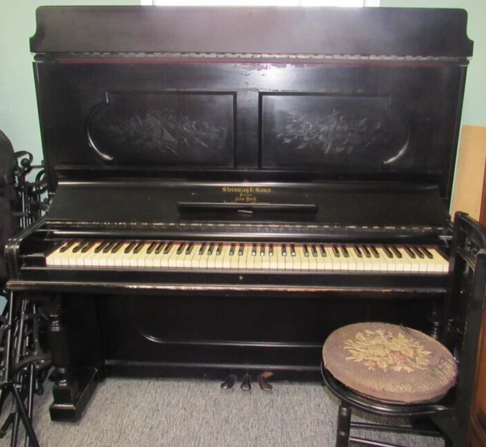 Antique STEINWAY SONS Tall UPRIGHT Piano NEW YORK HAMBURG 1886