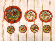 Ohio Art Co Nursery Rhyme Tin Toy Plates 1930s Mother Goose Jack  Jill Lot 7 