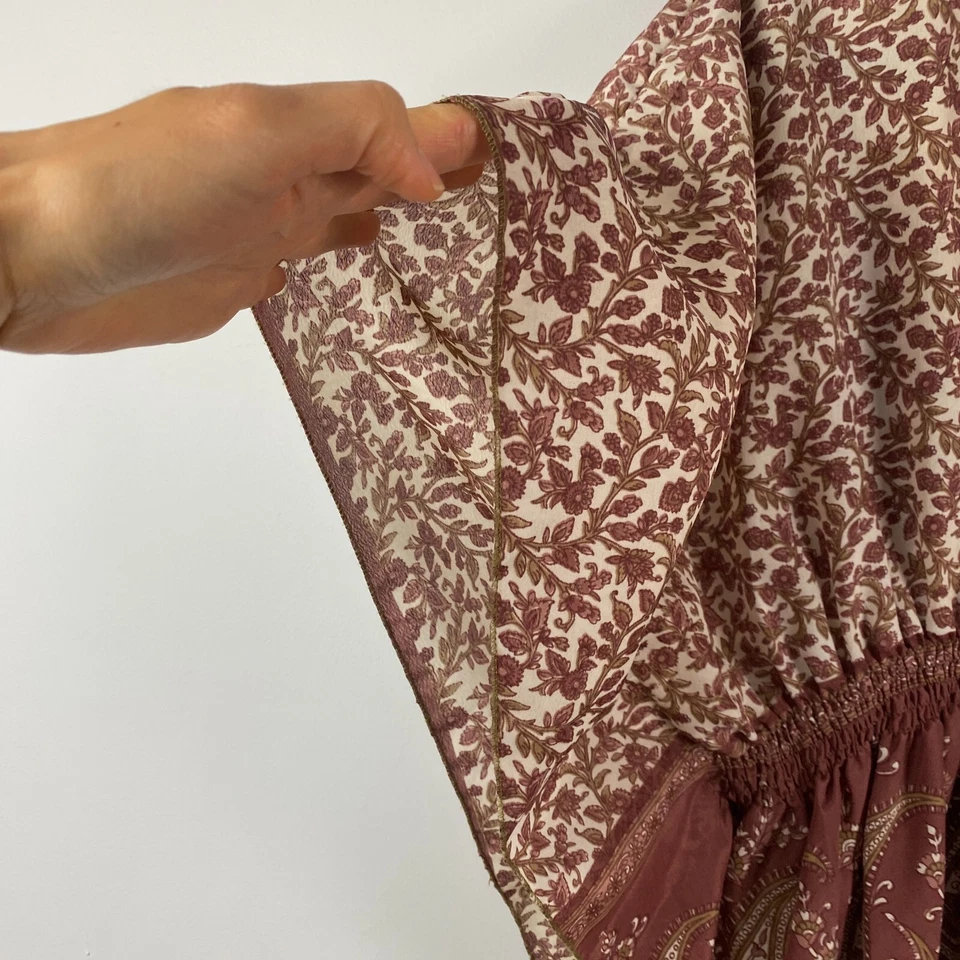 Blusa Sacred Threads Talla OS Floral Cachemira Campesina Top Boho Cintura Calada Foto 4 de 4