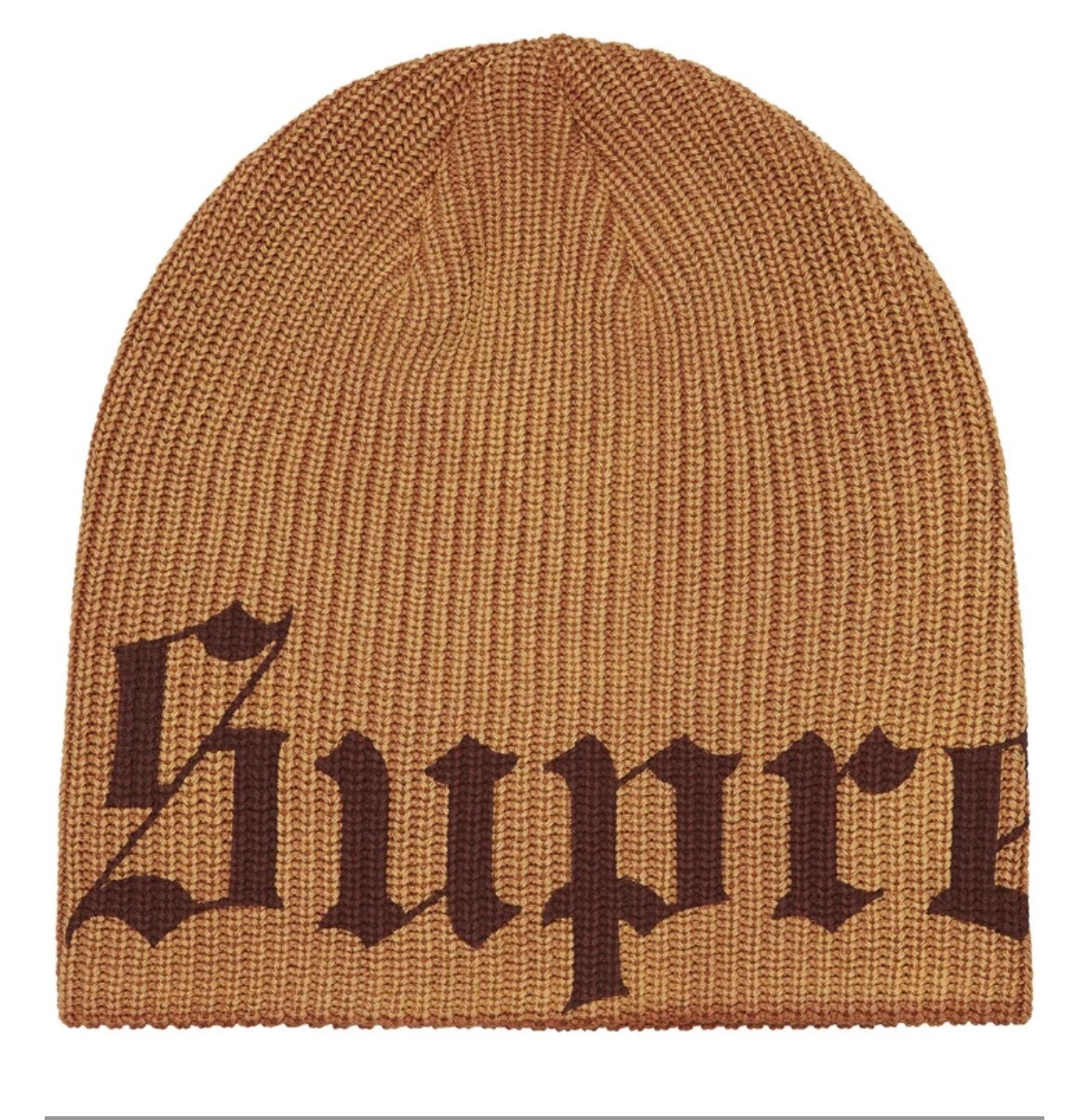 Supreme SS25 ancien bonnet coton imprimé anglais logo marron foncé taille unique CONFIRMÉ