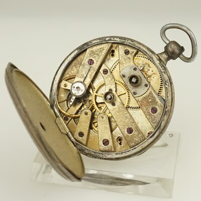 Rare! Antique Silver Pocket Watch Men's no fusee duplex chronometer repeater RAR