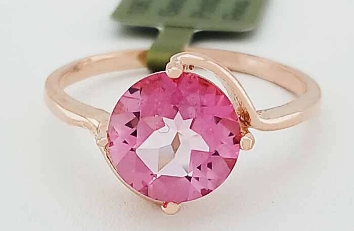 ANILLO SOLITARIO ZAFIRO ROSA GENUINO 2,55 quilates oro rosa 10K - Certificado gratuito Foto 2 de 4