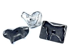 Antq Primitive Tin Cookie Cutters Vtg Farmhouse Kitchen Tools Dog Sheep Lot 3